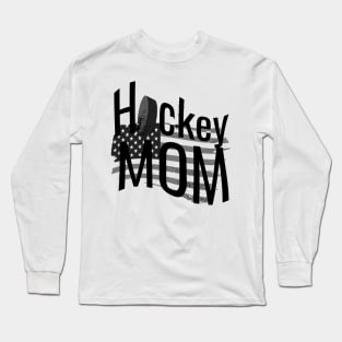 American Hockey Mom in Black and White Long Sleeve T-Shirt